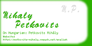 mihaly petkovits business card