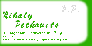 mihaly petkovits business card
